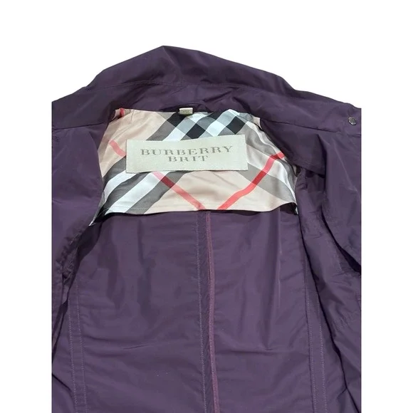 Burberry Brit Jacket Women's 12 Purple Nova Collar Back/Lining No Belt Or Hood‎